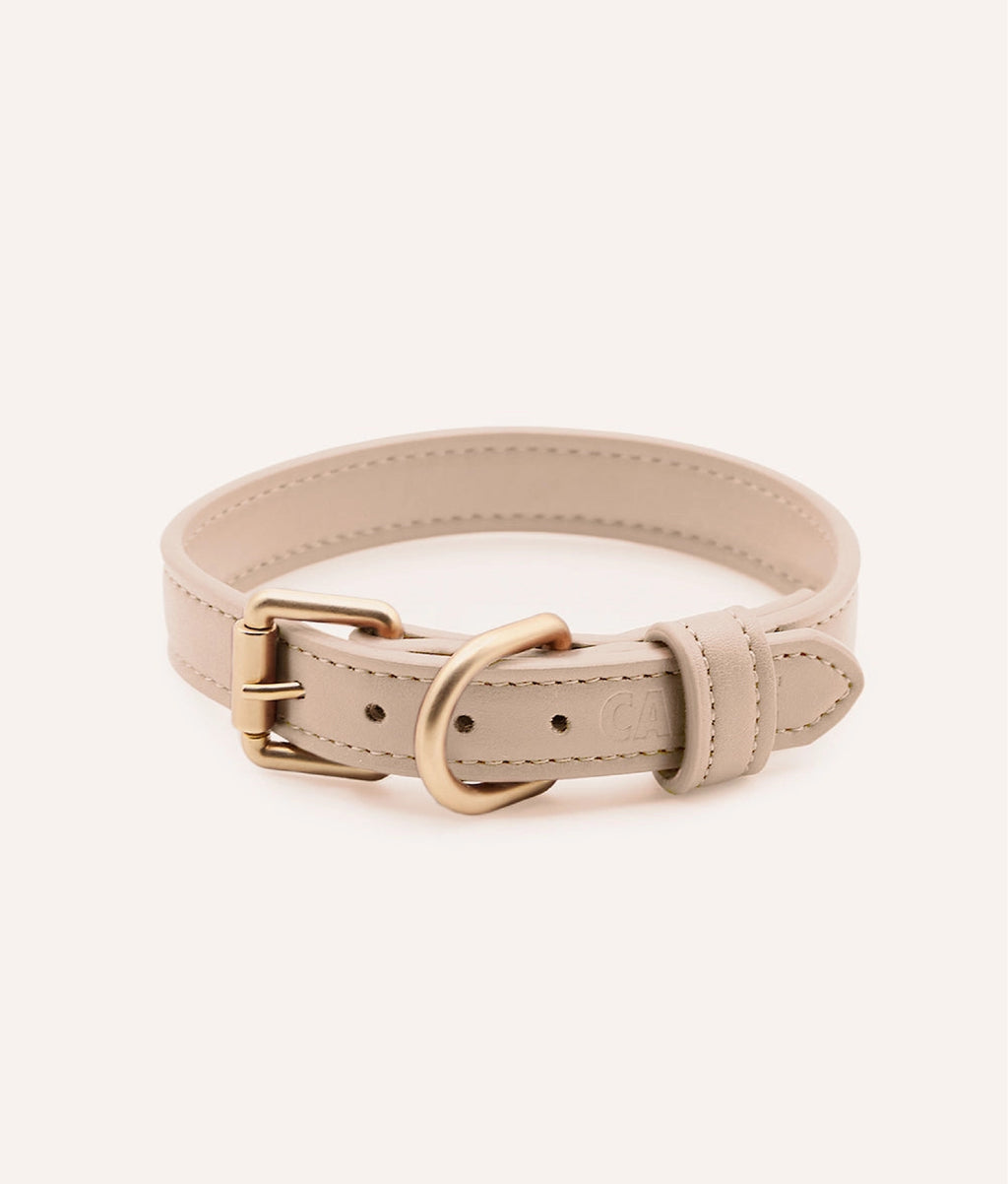 COLLAR DE CUERO VEGANO BEIGE