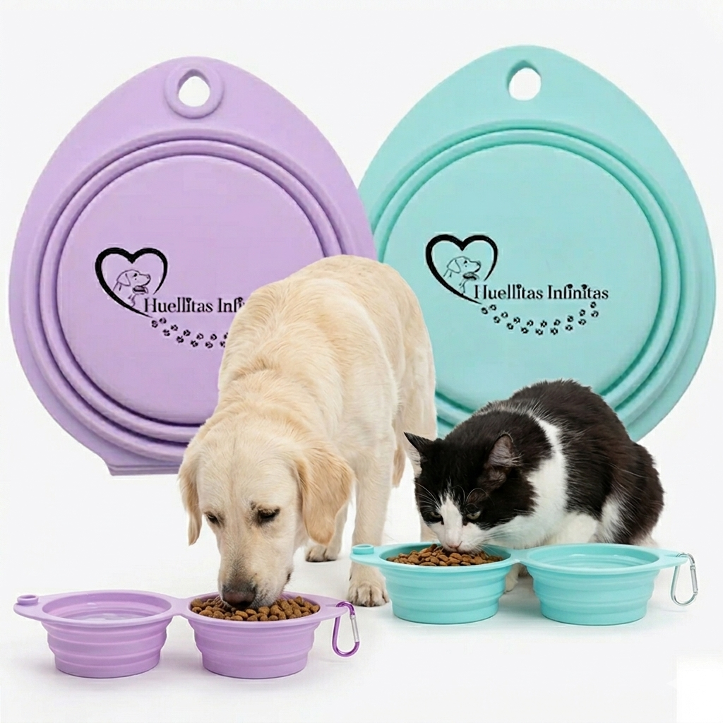 BEBEDERO Y COMEDERO PLEGABLE PURPURA